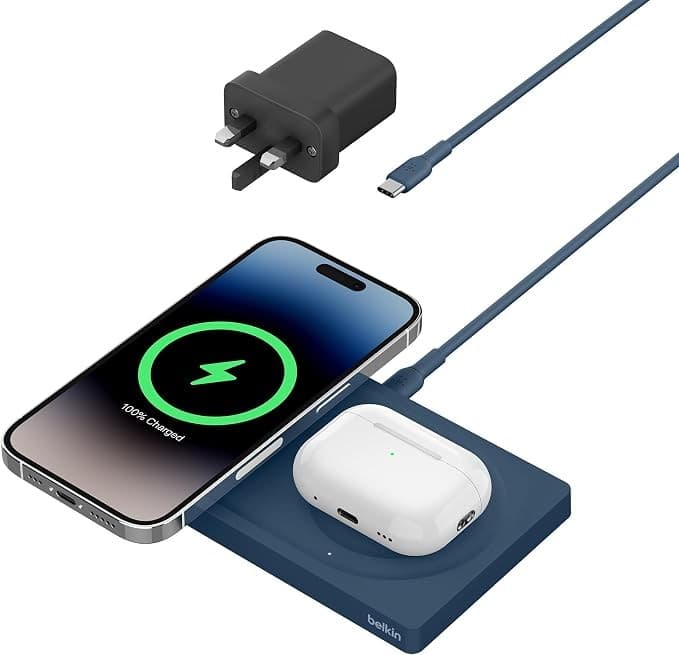 Belkin BoostCharge Pro 2-in-1 MagSafe Wireless Charging Pad 15W Blue - Image 1