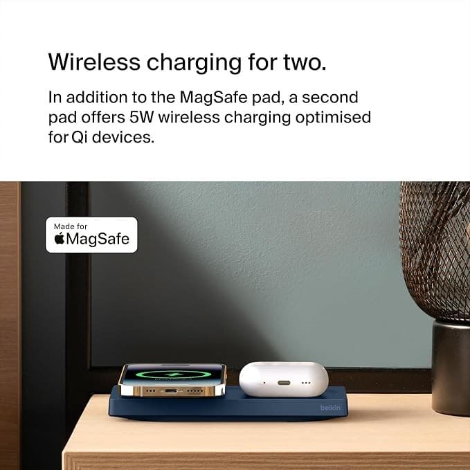 Belkin BoostCharge Pro 2-in-1 MagSafe Wireless Charging Pad 15W Blue - Image 3
