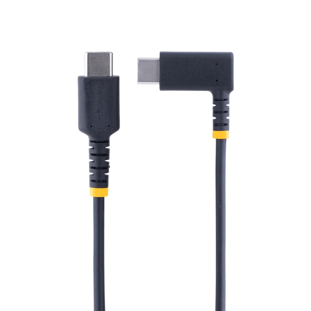 StarTech.com 6ft (2m) USB C Charging Cable Right Angle - 60W PD 3A - Heavy Duty Fast Charge USB-C Cable - Black USB 2.0 Type-C - Rugged Aramid Fiber - USB Charging Cord - Image 3