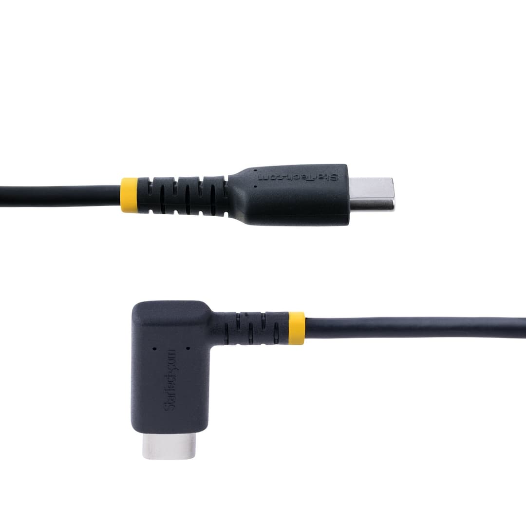 StarTech.com 6ft (2m) USB C Charging Cable Right Angle - 60W PD 3A - Heavy Duty Fast Charge USB-C Cable - Black USB 2.0 Type-C - Rugged Aramid Fiber - USB Charging Cord - Image 4