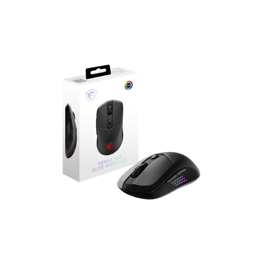 MSI Versa 300 Elite 26000 DPI Wireless Optical Gaming Mouse - Black - Image 1