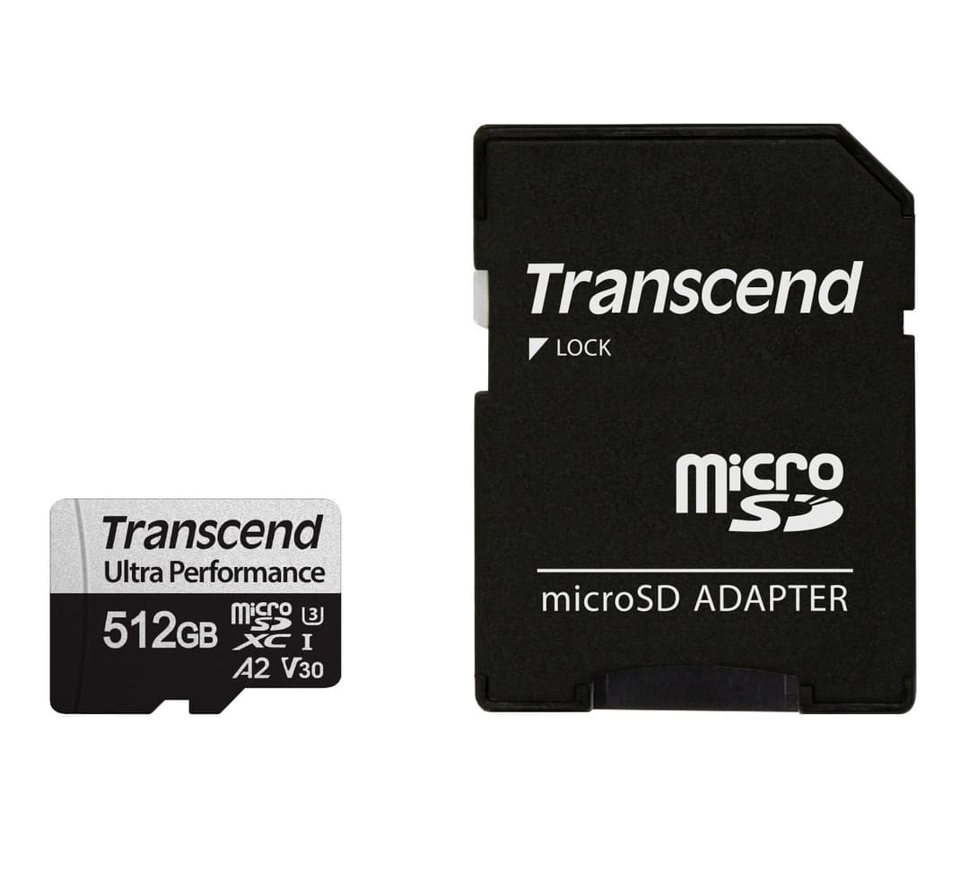 512GB Transcend 340S microSD UHS-I U3 A2 V30 Ultra Performance Memory Card w/Adapter - Image 2