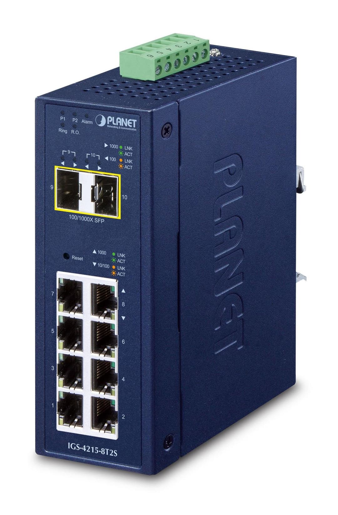 PLANET IGS-4215-8T2S IP30 Industrial L2/L4 8-Port 10/100/1000T + 2-Port 100/1000X SFP Managed Switch - Image 1