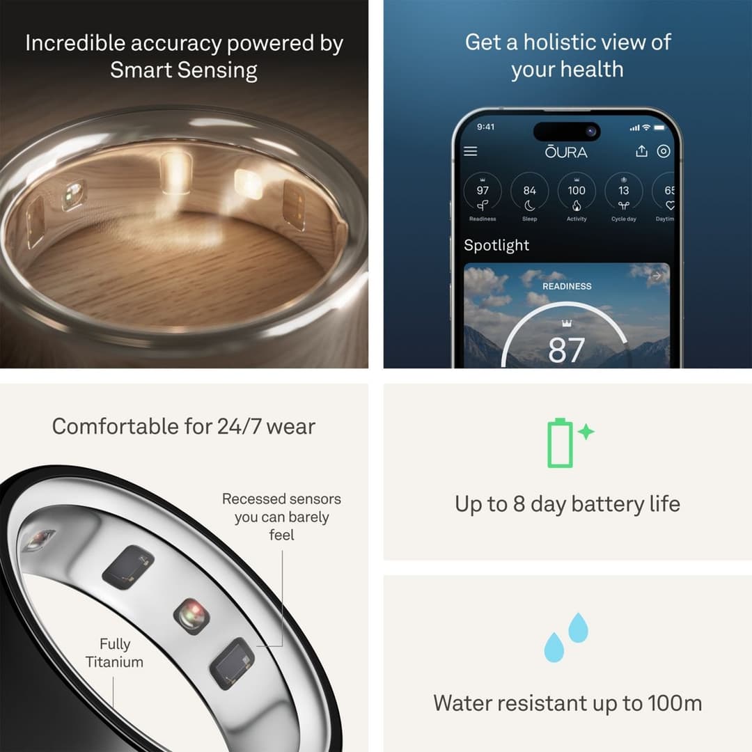 Oura Ring 4 Smart Ring - Black, Size 12 - Image 6