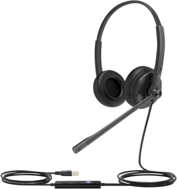 Yealink UH34 Lite USB-A Binaural Corded Headset for Microsoft Teams - Black - Image 1