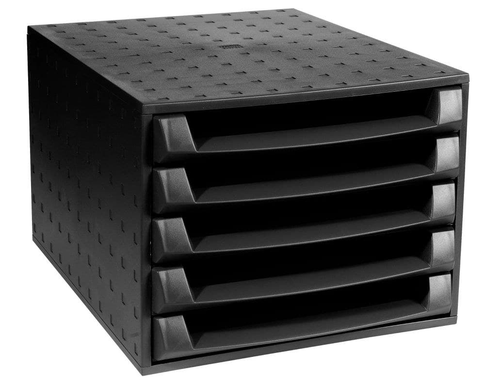 Exacompta THE BOX Open Desktop Organiser ECOBlack Black 5 Drawer A4+ 221014D