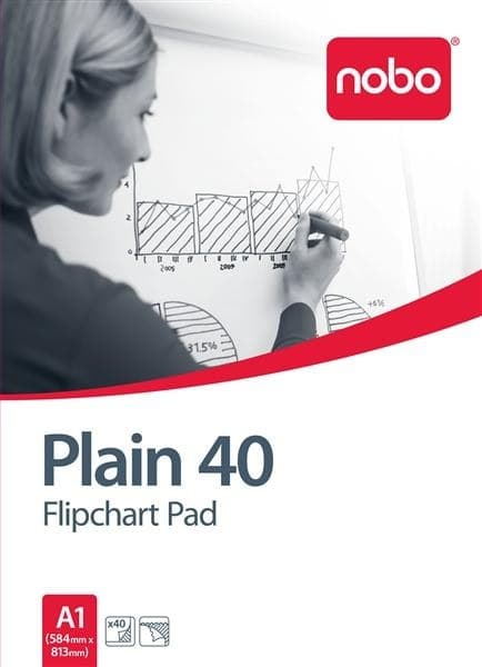 Nobo Flipchart Pad Plain 580x810mm 40 Sheets - Image 1