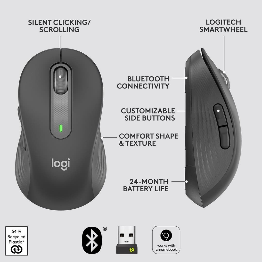 Logitech M650 Wireless Mouse - Black - Image 8