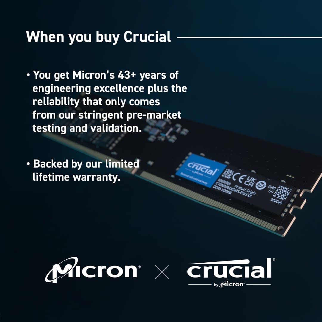 Crucial 8GB (1x8GB) DDR5-5600 CL46 RAM Arbeitsspeicher memory module 5600 MHz ECC - Image 6
