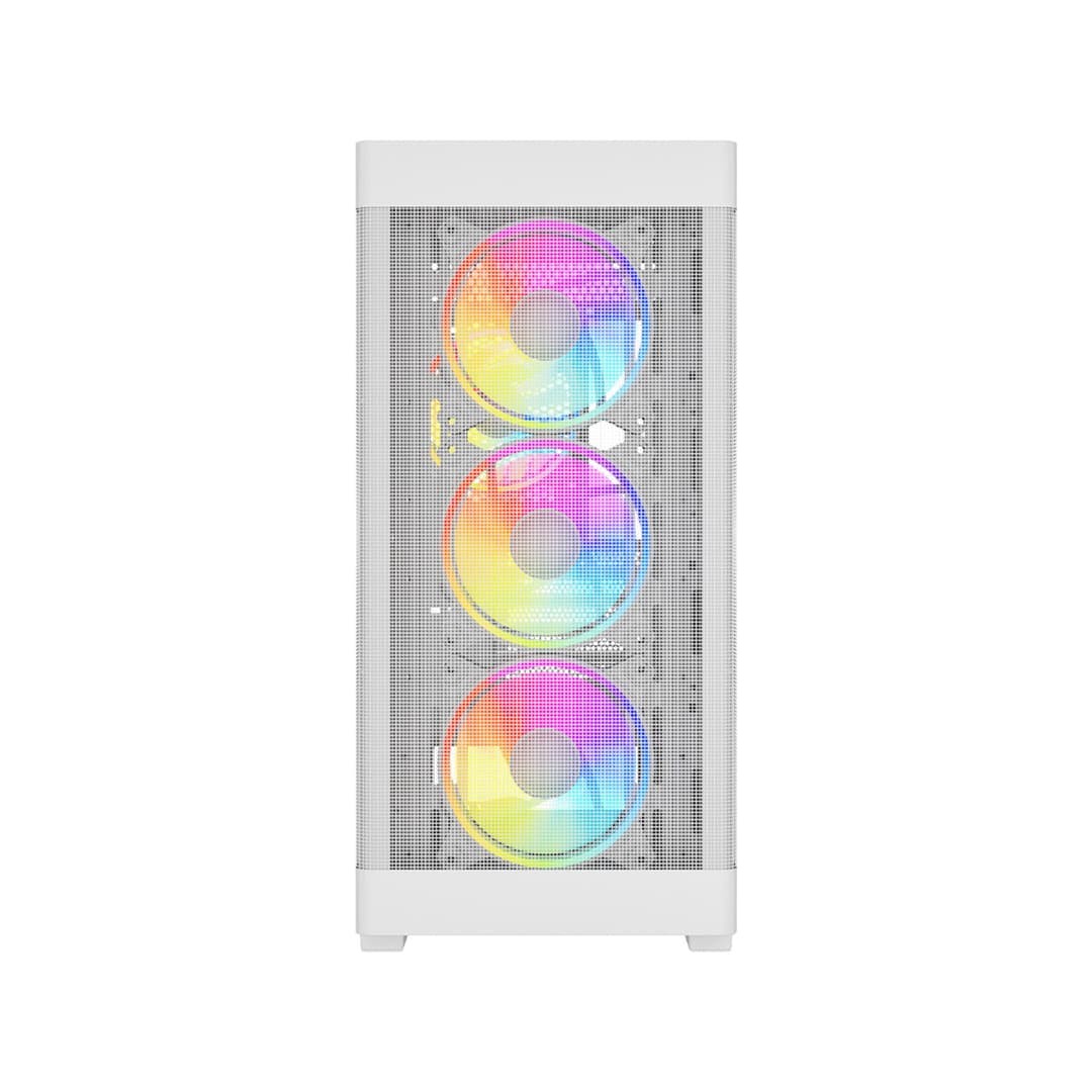 Vida Zephyr V2 Micro ATX ARGB Tempered Glass Gaming PC Case with 4 x 120mm ARGB Fans - White - Image 2