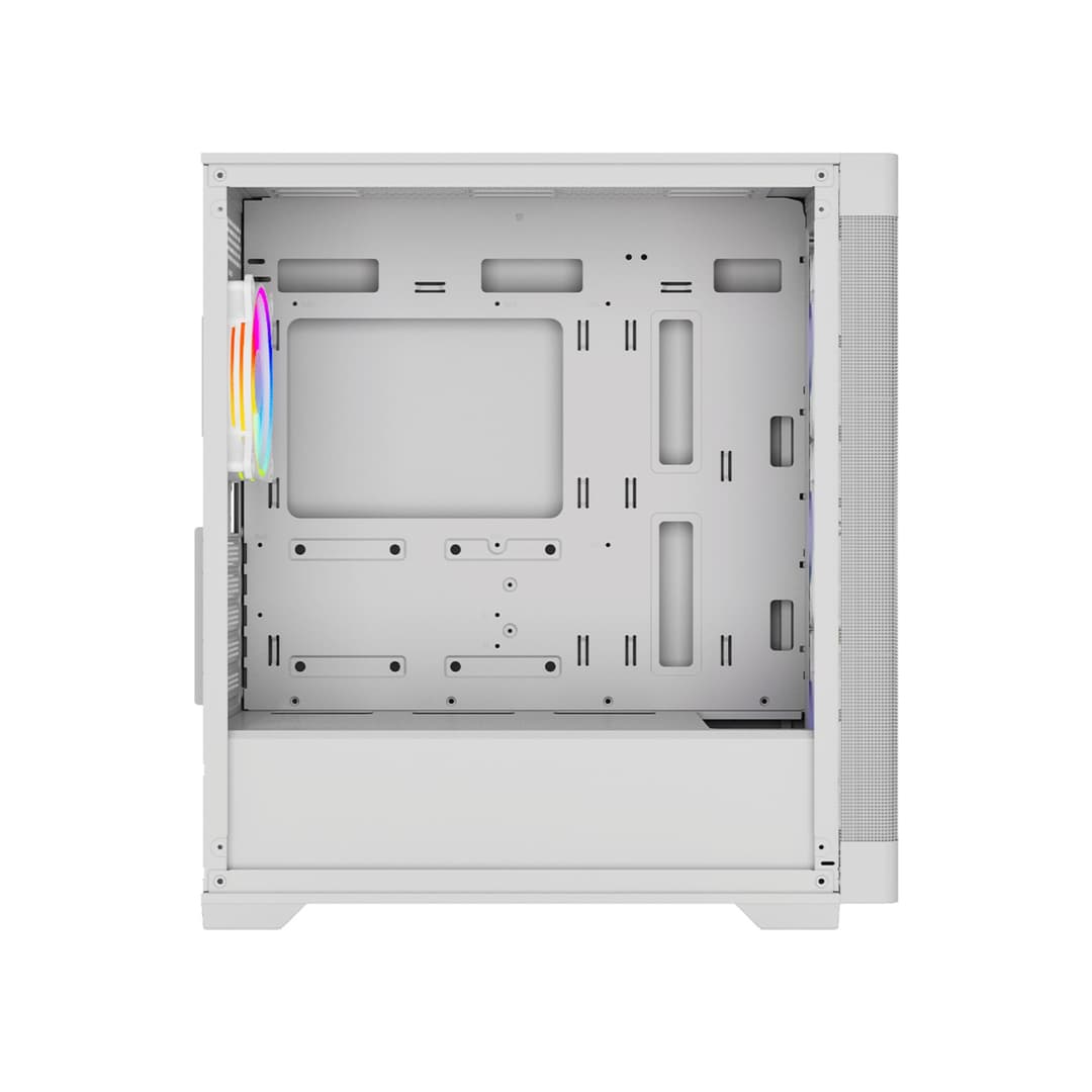 Vida Zephyr V2 Micro ATX ARGB Tempered Glass Gaming PC Case with 4 x 120mm ARGB Fans - White - Image 3