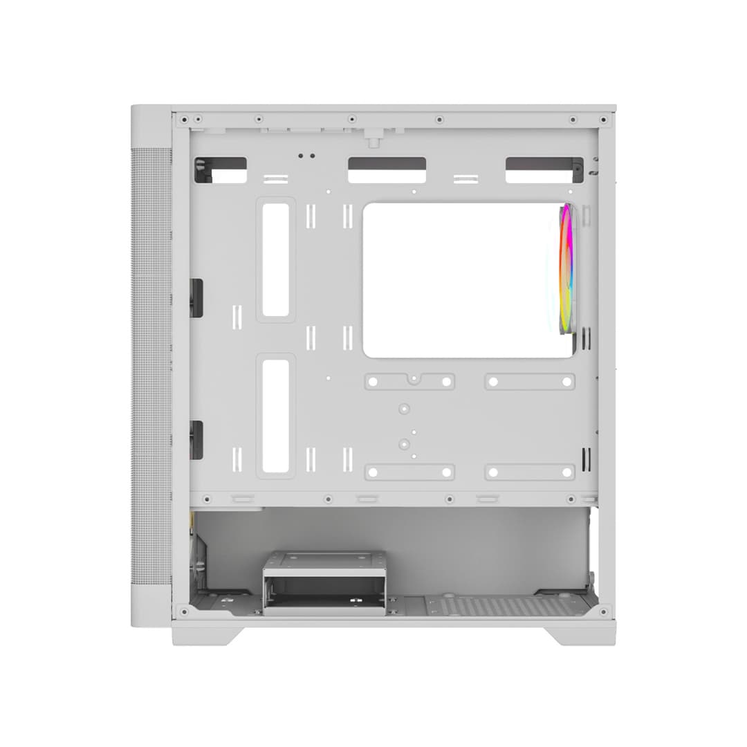 Vida Zephyr V2 Micro ATX ARGB Tempered Glass Gaming PC Case with 4 x 120mm ARGB Fans - White - Image 4