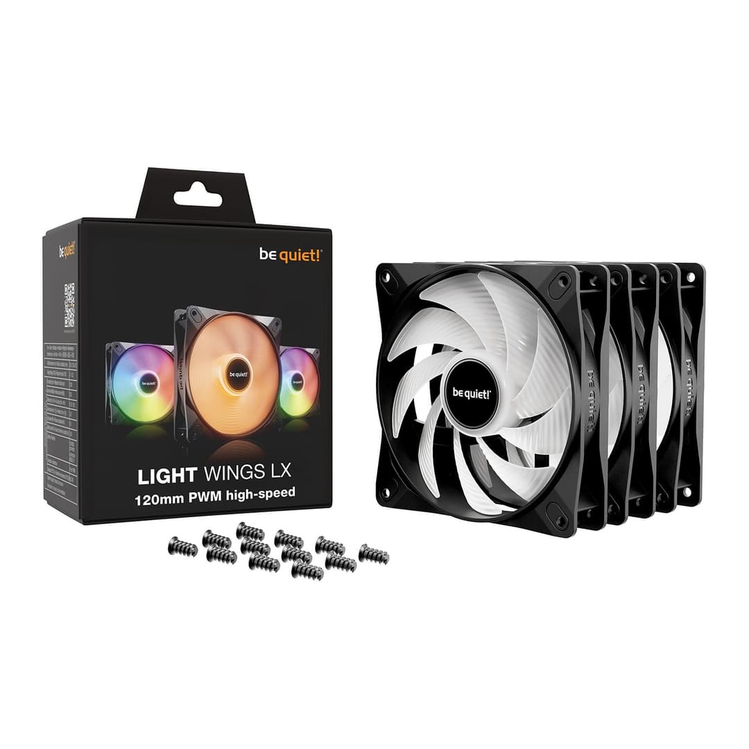 be quiet! Light Wings LX High Speed 120mm ARGB PWM Case Fan - Black Triple Pack BL124 - Image 1