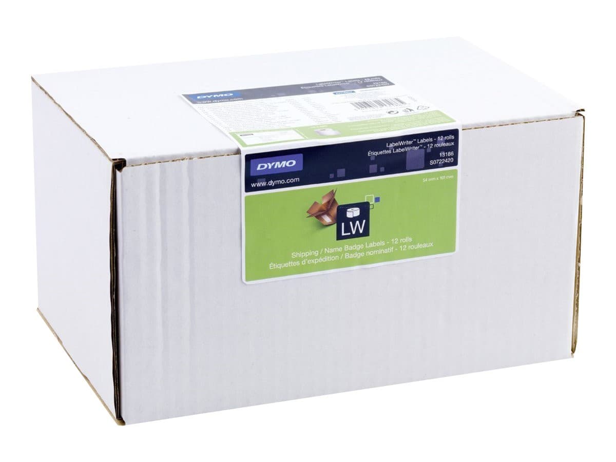 DYMO LabelWriter Shipping / Name Badge Labels S0722420 - shipping/name badge labels - white - 54 x 101 mm - 2640 label(s) (12 rolls x 220)