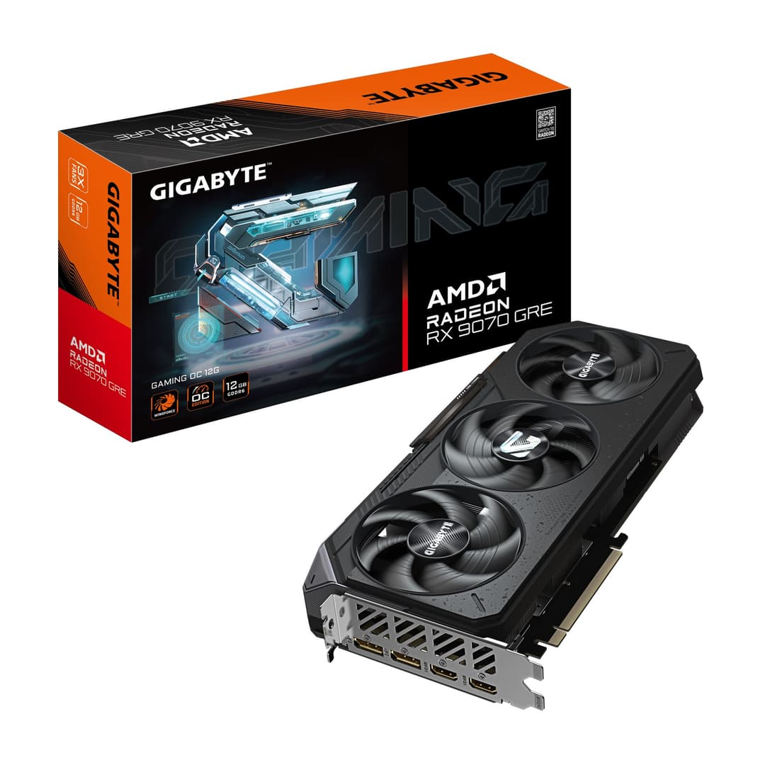 GIGABYTE Radeon RX 9070 GRE GAMING OC 12G Graphics Card - 12GB GDDR6, 192bit, PCI-E 5.0, 2920 MHz Core Clock, 2 x DisplayPort, 2 x HDMI, GV-R907GREGAMING OC-12GD - Image 1