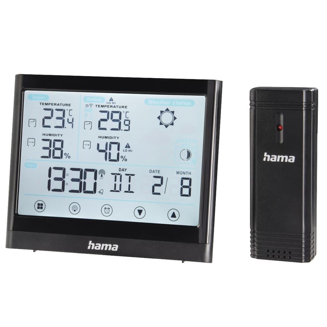 Hama Full Touch Weather Station with Outdoor Sensor - Black - Image 1
