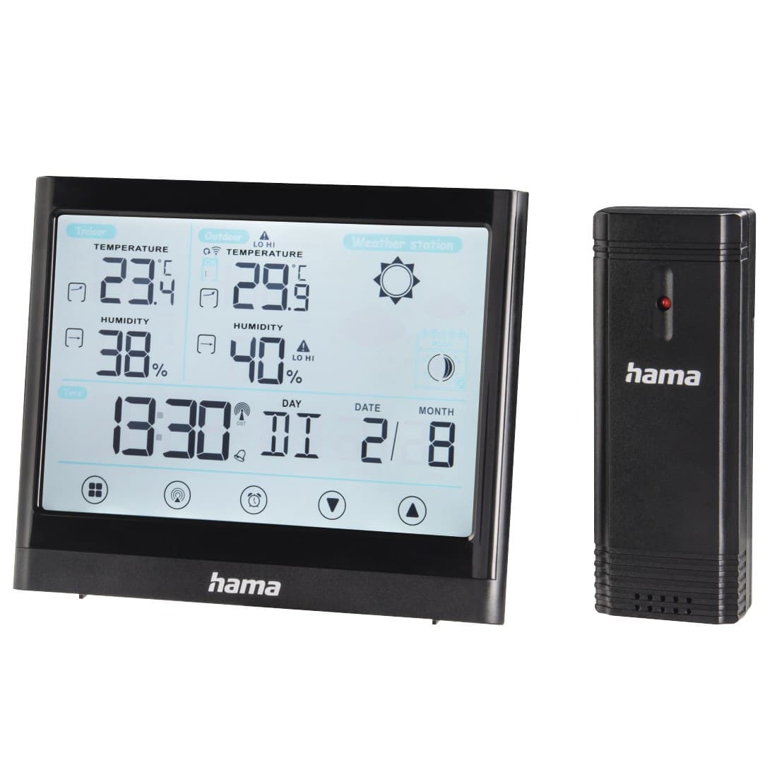 Hama Full Touch Weather Station with Outdoor Sensor - Black