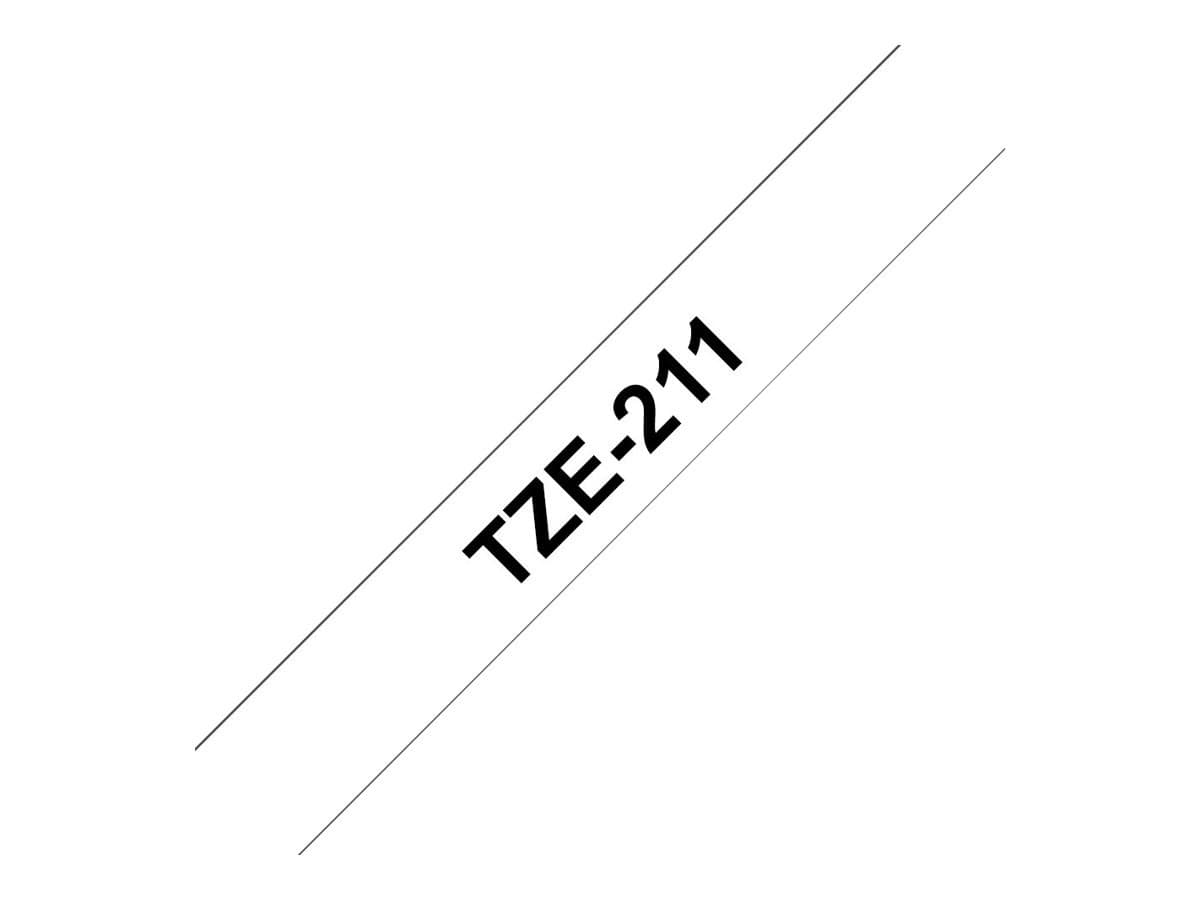 Brother TZe-211 - laminated tape - black on white - 1 cassette(s) - Roll (0.6 cm x 8 m)