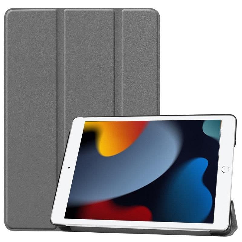 Cover for iPad 7/8/9 (2019-2021) 10.2-inch Tri-fold Caster Hard Shell Cover with Auto Wake Function - Gray