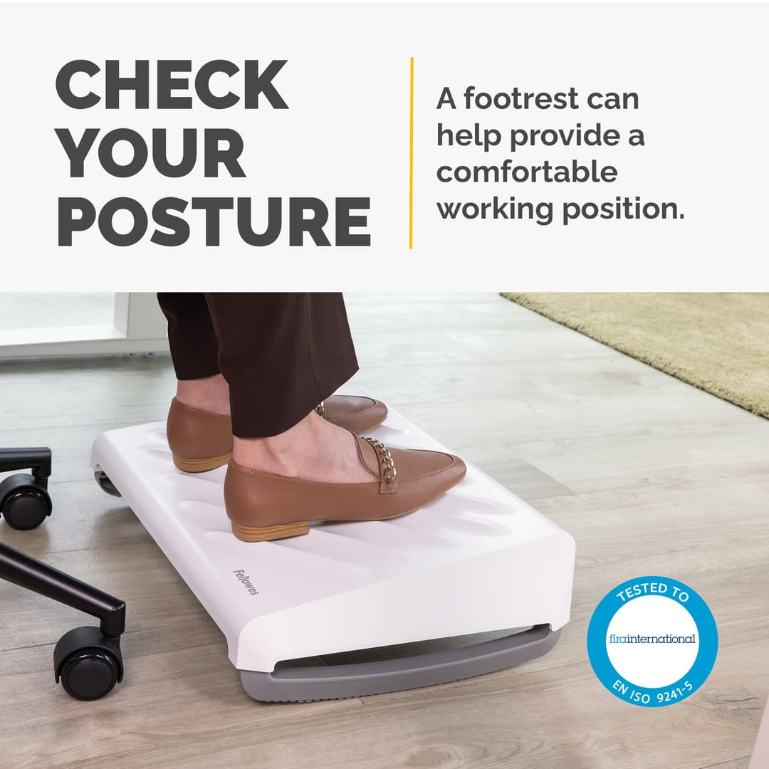 Fellowes Foot Rest Under Desk - Breyta Foot Support Ergonomic Foot Rest with Textured Surface - Foot Rest Stool for Office & Home - White - Image 2