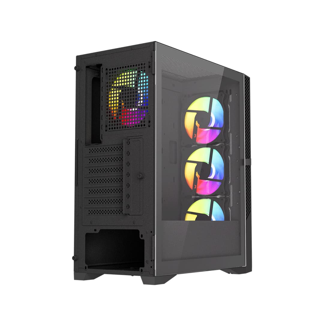 Vida Typhoon ATX ARGB Tempered Glass Gaming PC Case - Black - Image 5