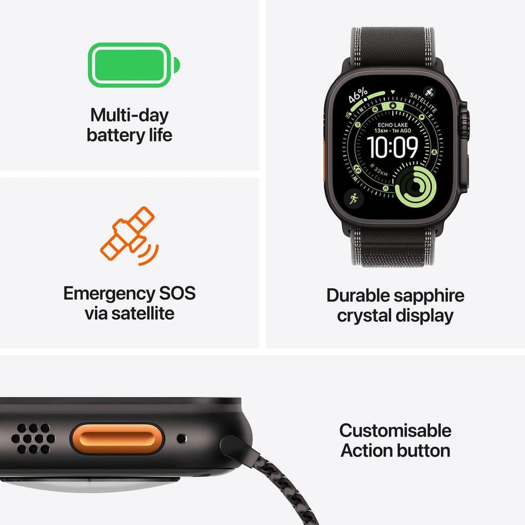 Apple Watch Ultra 3 GPS+Cell 49mm Black Titanium Case with Black Alpine Loop - L - Image 3