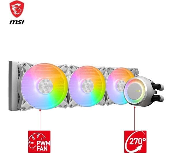 MSI MAG CORELIQUID E360 360mm ARGB Liquid CPU Cooler White - Image 3