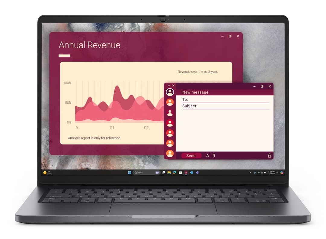 DELL Pro 14 PC14250 Intel Core Ultra 7 255U Laptop 35.6 cm (14") Full HD+ 16 GB DDR5-SDRAM 512 GB SSD Wi-Fi 6 (802.11ax) Windows 11 Pro Black UK English - Image 1