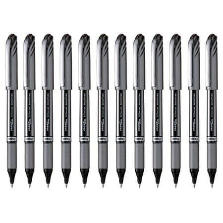 Pentel EnerGel NV Liquid Gel Pen  0.7mm  Medium Line Capped  Metal Tip  Black Ink Sold as 1 Pack of 12 Black - Image 1