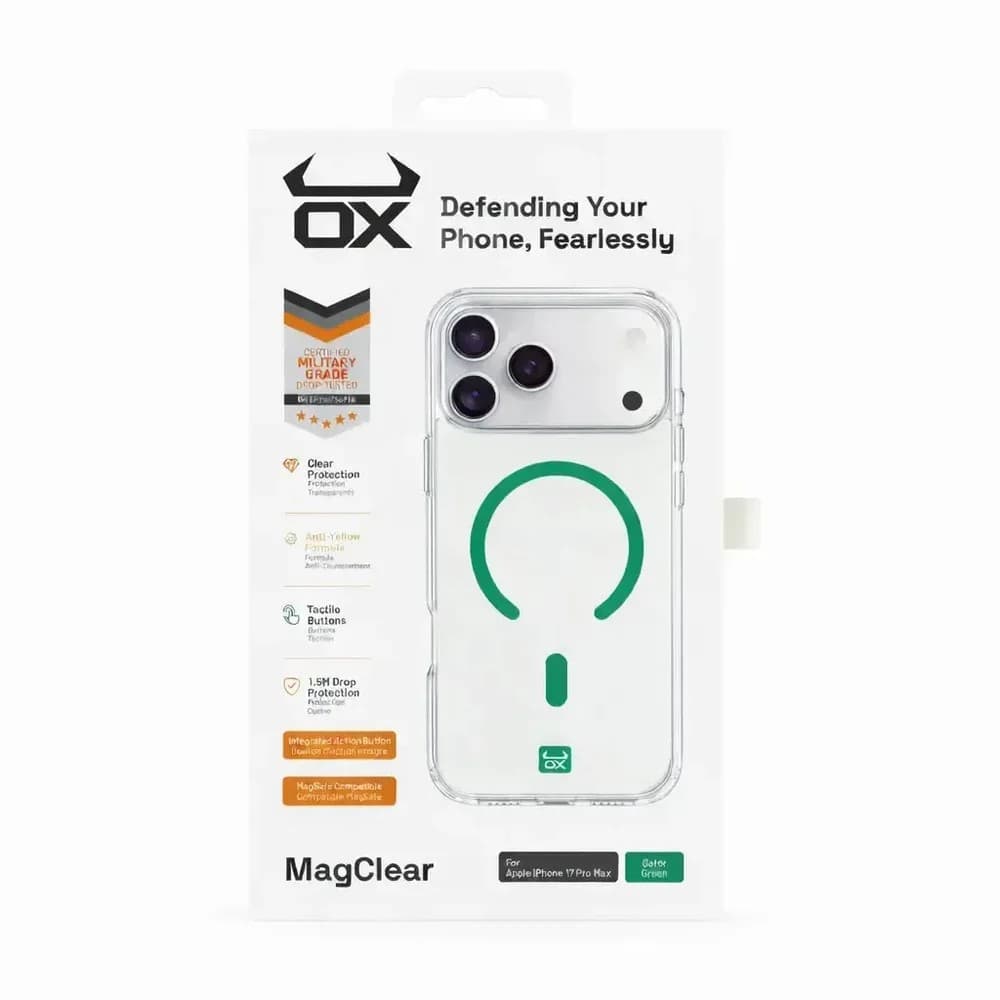 OX MagClear MagSafe Case for Apple iPhone 17 Pro – Green