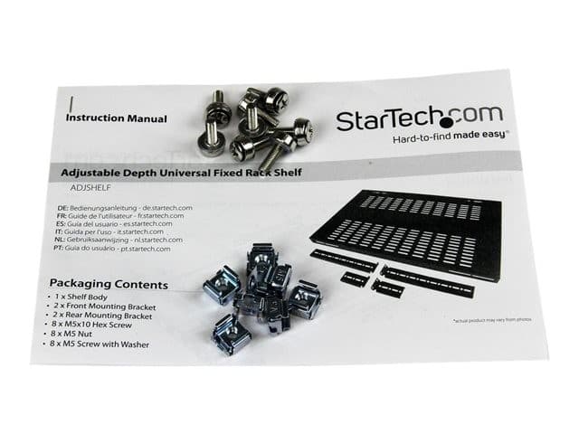 StarTech.com 1U Adjustable Vented Server Rack Mount Shelf - 175lbs - 19.5 to 38in Deep Universal Tray for 19" AV/ Network Equipment Rack (ADJSHELF) - rack shelf - 1U - Image 3