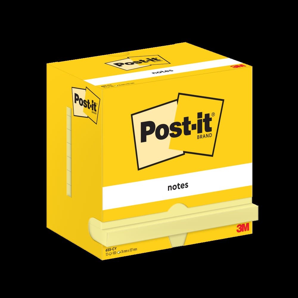 Post-it Pack of 12 Notes 76x127mm 100 Sheets Canary Yellow