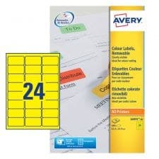 Avery L6035-20 Yellow Removable Labels 20 sheets - 24 Labels per sheet - Image 1