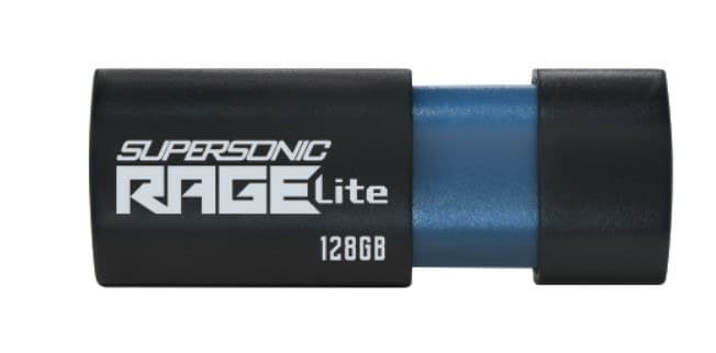 Patriot Memory Supersonic Rage Lite 128 GB USB 3.2 Gen 1 (3.1 Gen 1) Type-A Flash Drive PEF128GRLB32U - Black, Blue