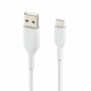 Belkin Braided USB C to USB A 2m Charging Cable - White thumbnail 1