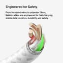 Belkin Braided USB C to USB A 2m Charging Cable - White thumbnail 6