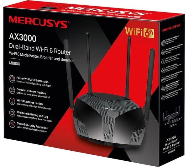 MERCUSYS MR80X V1 AX3000 Wi-Fi 6 Dual-Band WiFi Cable & Fibre Router - Image 4