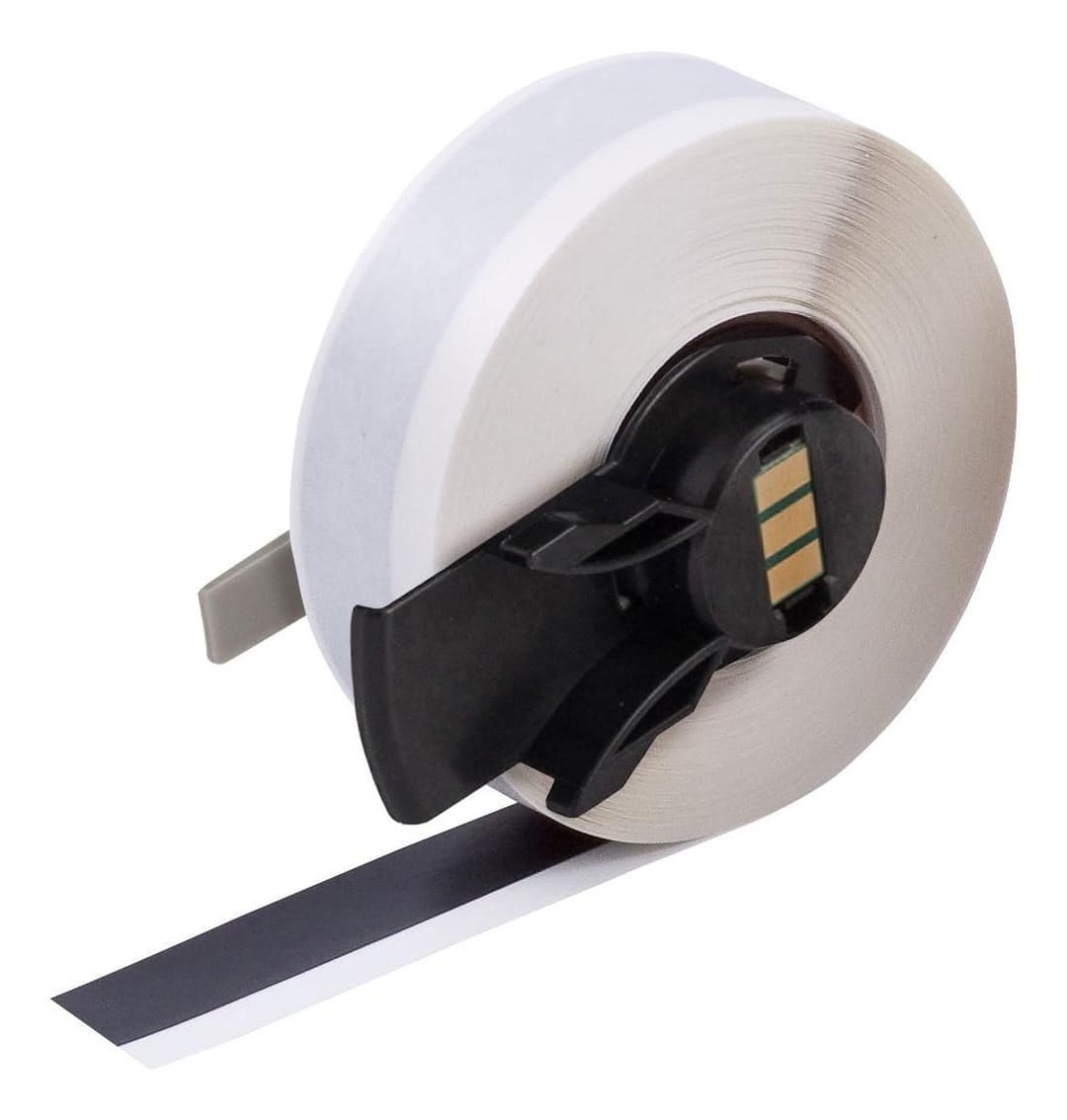 Brady M6C-500-439-BK Multi-Purpose Vinyl Continuous Label Tape 12.7mm x 15m Black for M610/M611/BMP61/M710/BMP71 - Image 1