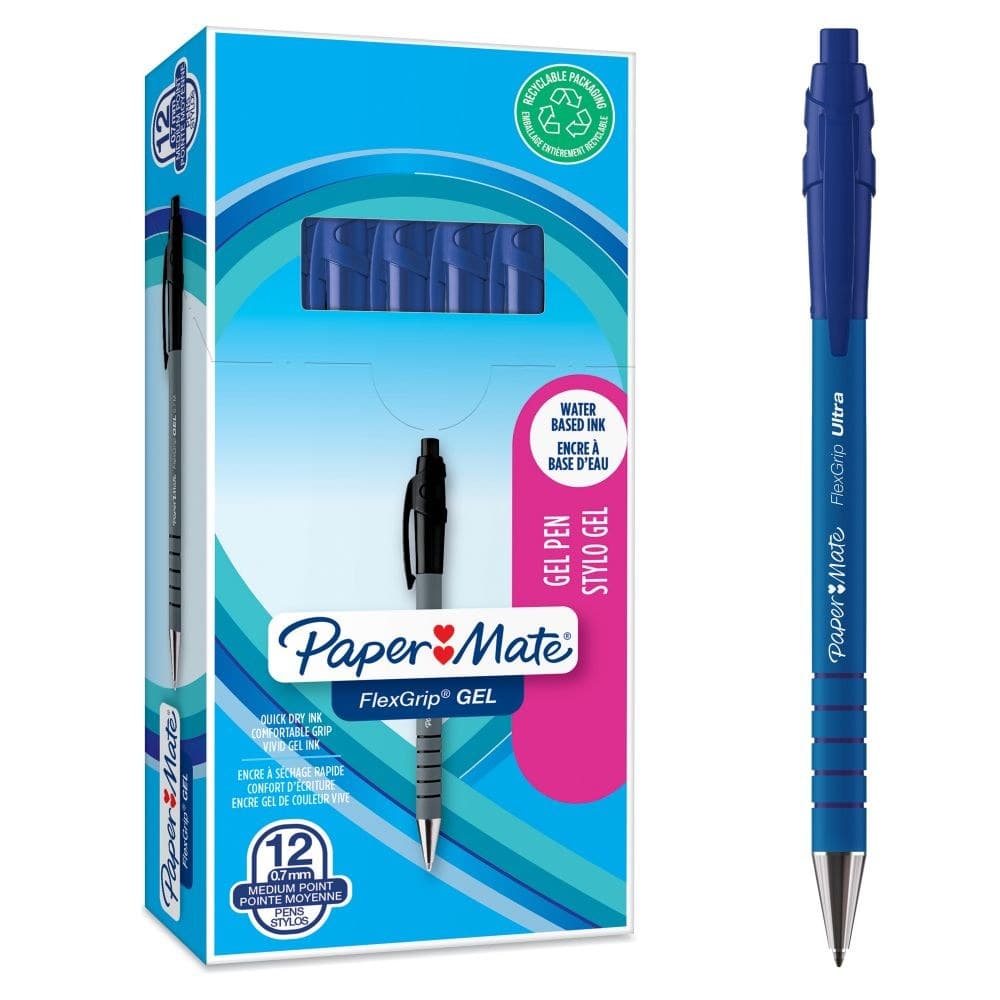 Paper Mate 2108213 FlexGrip Gel Pens Blue Pack Of 12 - Image 1