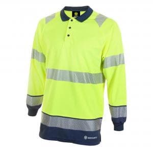 Beeswift High Visibility Two Tone Polo Shirt Long Sleeve Saturn Yellow/Navy Small