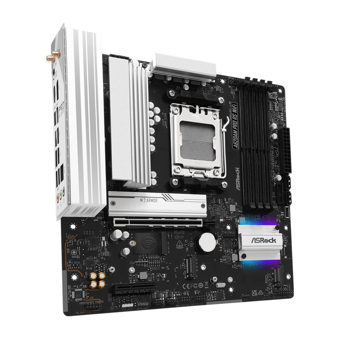 Asrock A620AM PRO RS WIFI AMD A620A DDR5 Micro-ATX Socket AM5 Motherboard - Image 3