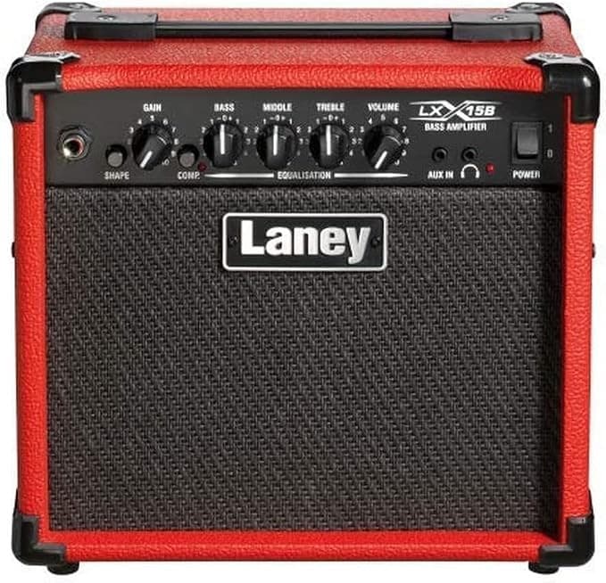 Laney LX15B Bass Amp 15W Portable Practice Guitar Amplifier - Red - Image 1