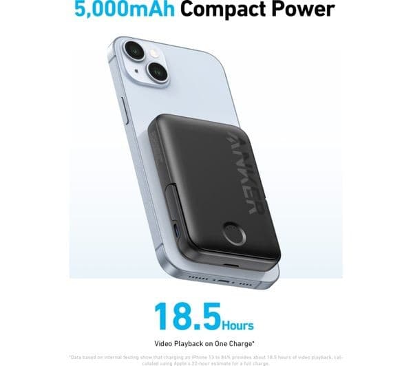 Anker 322 MagGo A1618G11 5000mAh 7.5W Magnetic Wireless Power Bank with Foldable Stand Black - Image 7