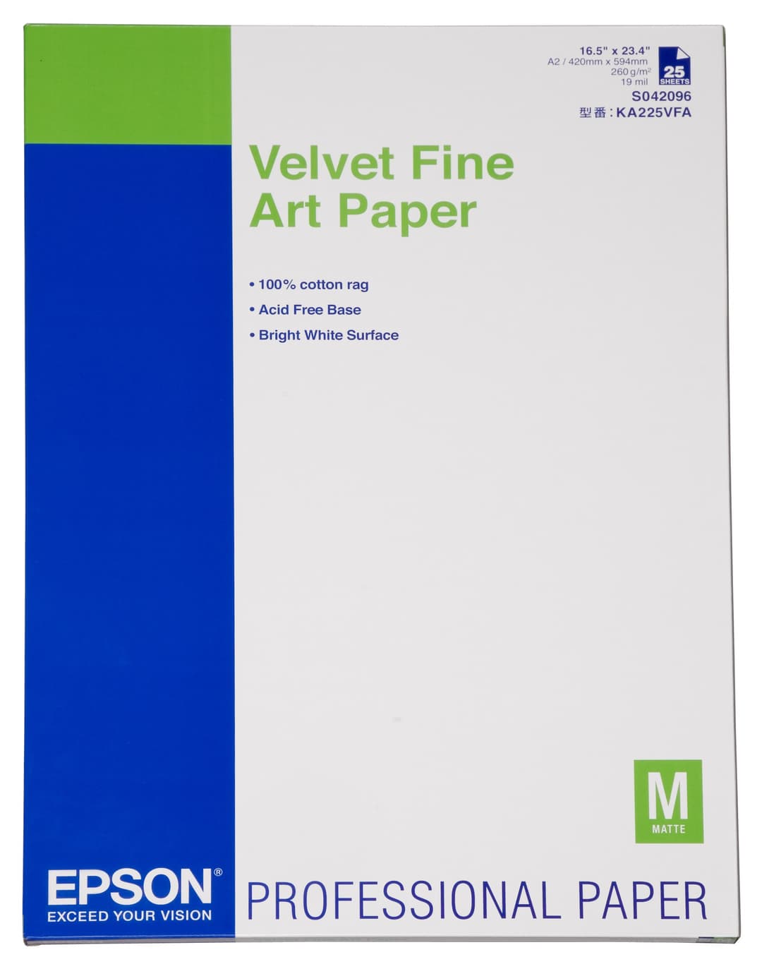 Epson Velvet Fine Art Paper, DIN A2, 260g/m², 25 Sheets - Image 2