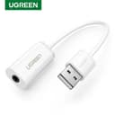 UGREEN US206 Sound Card Adapter TRRS USB to 3.5mm Audio Stereo Aux External Converter - White thumbnail 1