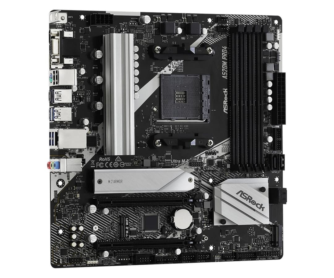 ASRock A520M Pro4 AMD A520 Socket AM4 micro ATX Motherboard - Image 4