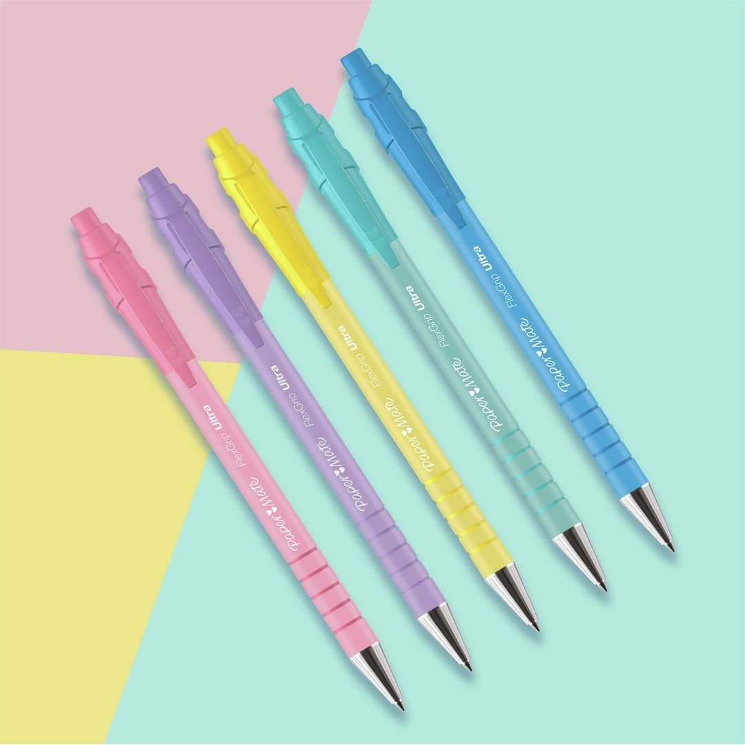 Paper Mate Flexgrip Ultra Pastel Retractable Ballpoint Pens - Set of 5 - Medium 1.0mm - Black Ink - Image 3