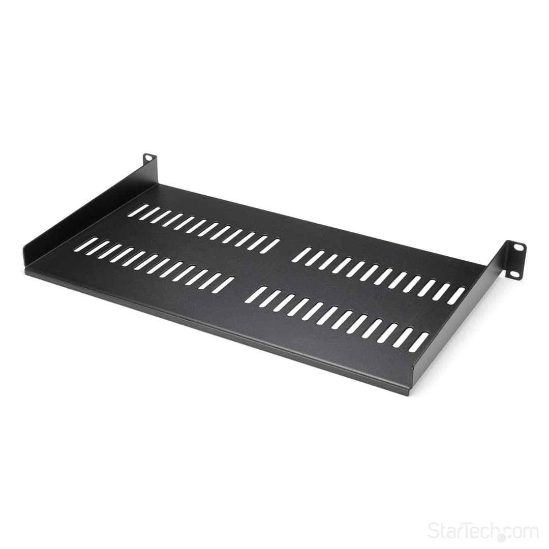 StarTech.com CABSHELFV1U 1U Server Rack Shelf - Universal Vented Rack Mount Cantilever Tray for 19" Network Equipment Rack & Cabinet - Heavy Duty Steel - Weight Capacity 44lb/20kg - 10" Deep Shelf, Black - Image 4