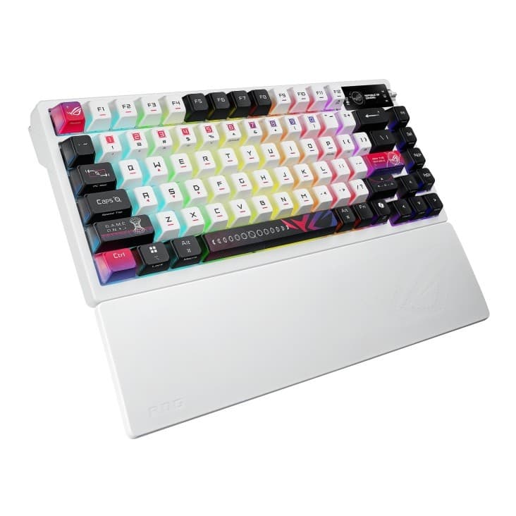 ASUS ROG Azoth X 75% Form Factor OLED RGB Wireless Gaming Keyboard - ROG NX Snow V2 Mechanical Switches, Tri-Mode (Bluetooth / 2.4GHz / USB-C) - White - Image 10