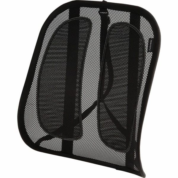 Fellowes Office Suites Mesh Back Support Ergonomic  Comfortable  Adjustable Strap  Ventilation  Tri-Tachment Structure - Strap Mount - 17.3  x 5.6  x 20.2  - Black